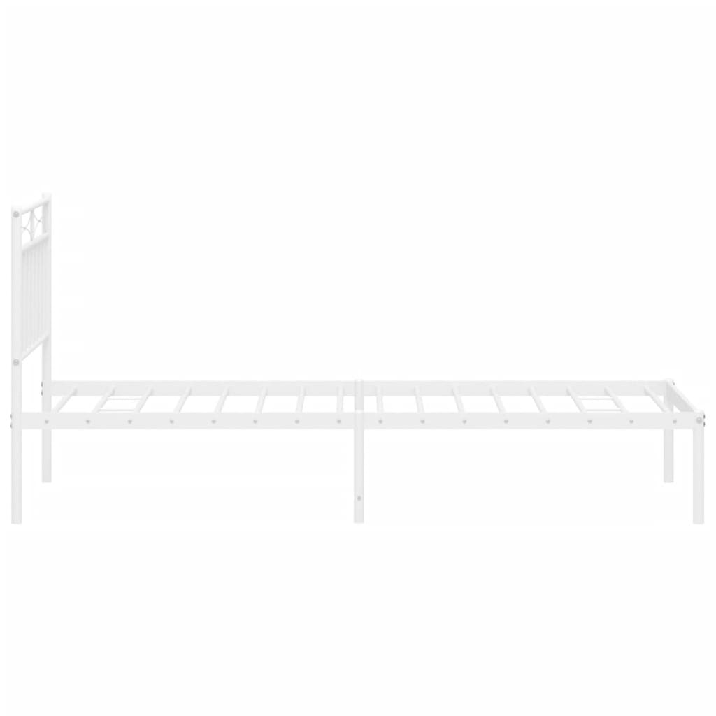 vidaXL Metal Bed Frame without Mattress with Headboard White 75x190cm 6