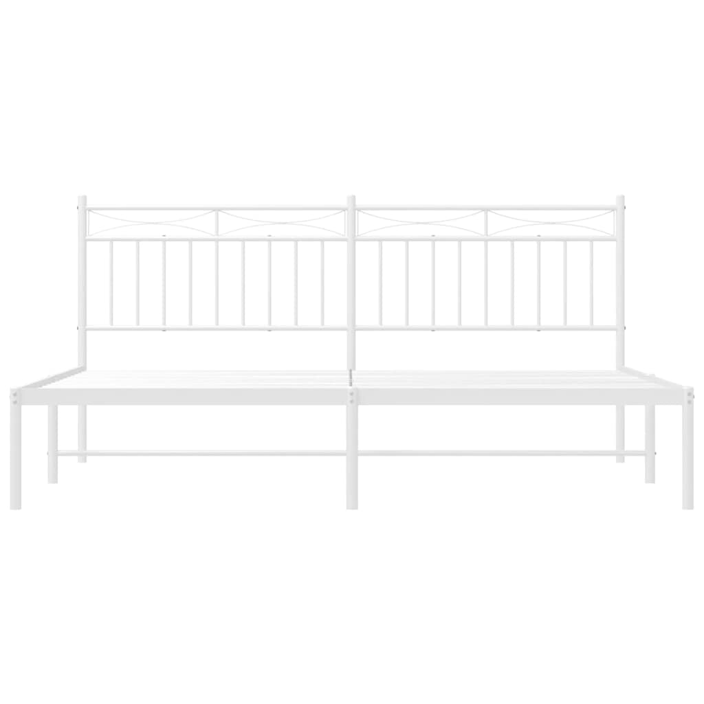 vidaXL Metal Bed Frame without Mattress with Headboard White 183x213cm 6