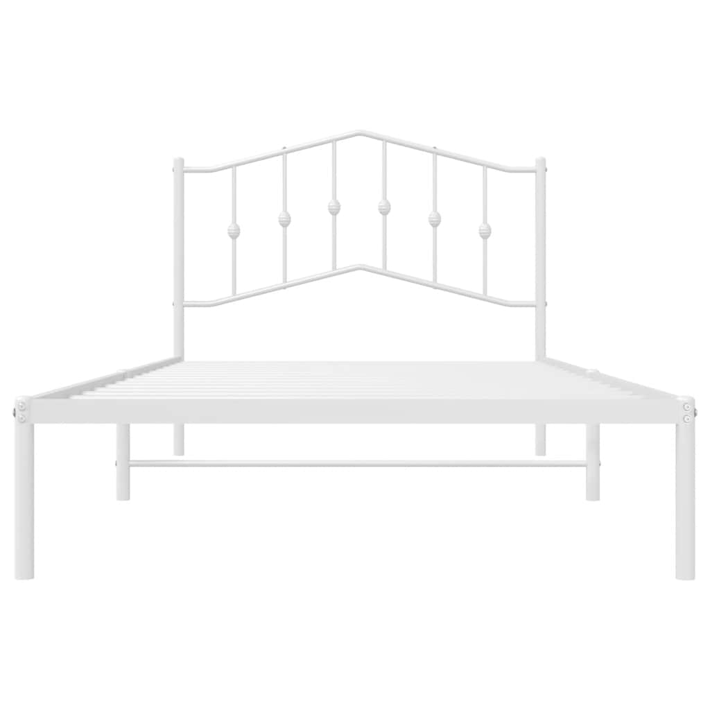 vidaXL Metal Bed Frame without Mattress with Headboard White 100x200cm 6