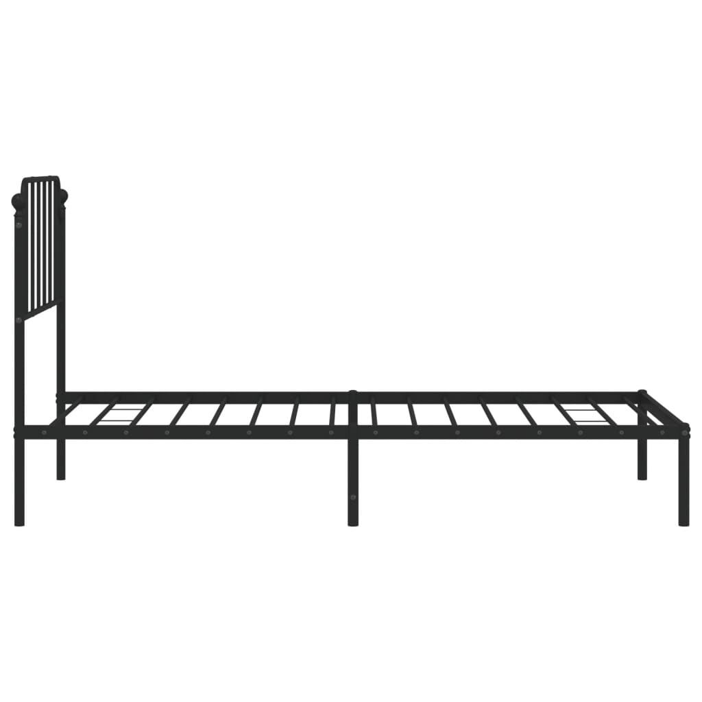 vidaXL Metal Bed Frame without Mattress with Headboard Black 90x200cm 6
