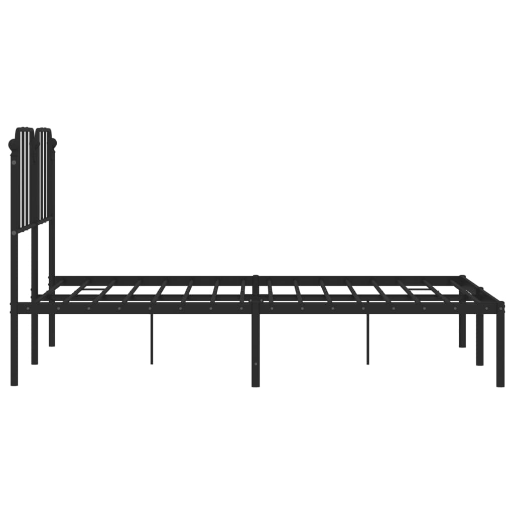 vidaXL Metal Bed Frame without Mattress with Headboard Black 140x190cm 6