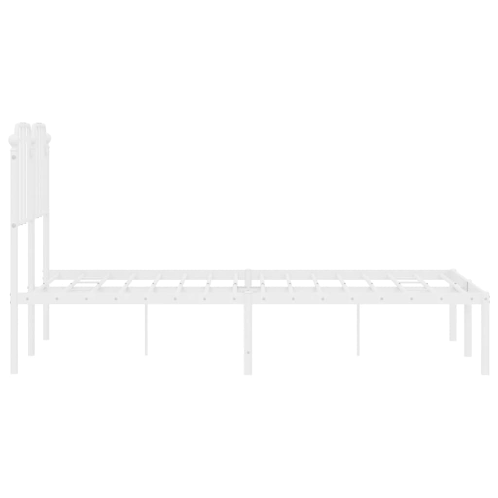 vidaXL Metal Bed Frame without Mattress with Headboard White 120x200cm 6