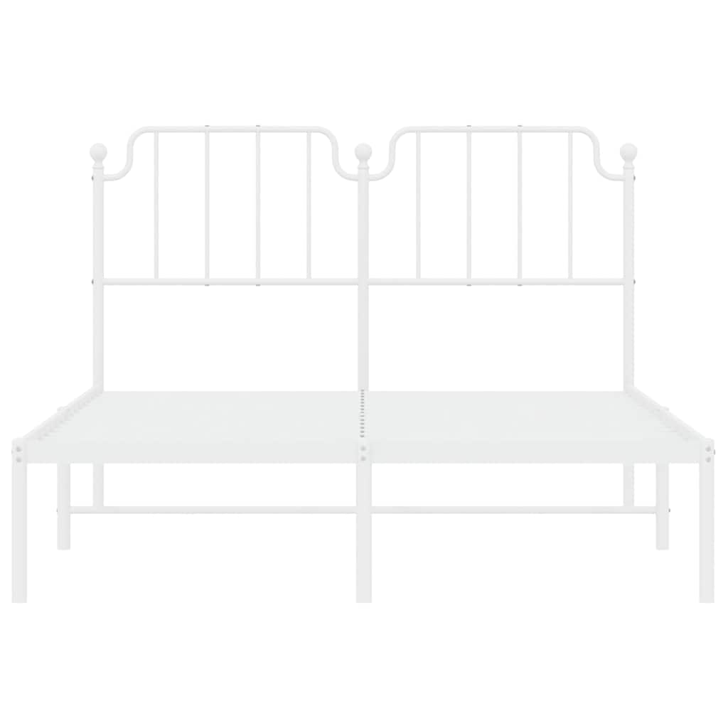 vidaXL Metal Bed Frame without Mattress with Headboard White 135x190cm 6