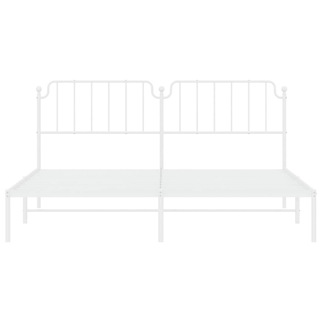 vidaXL Metal Bed Frame without Mattress with Headboard White 193x203cm 6