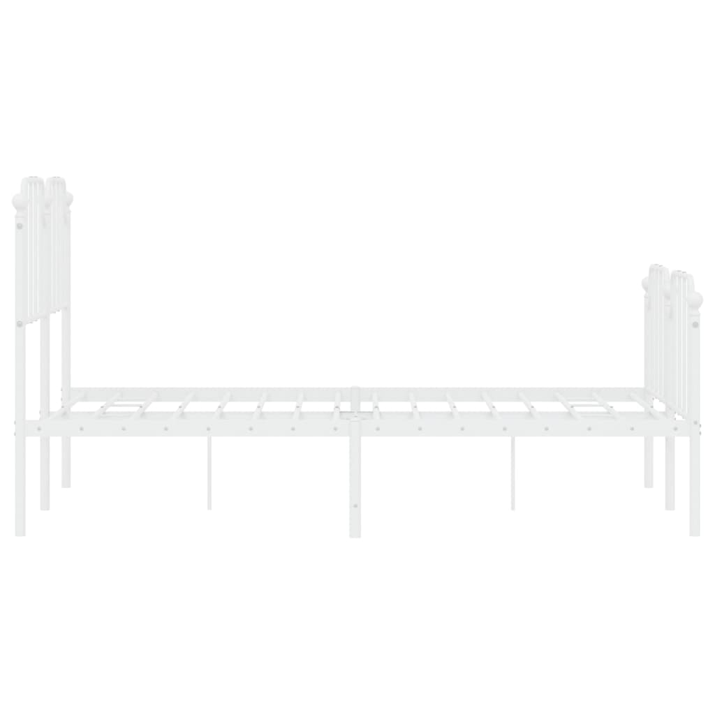 vidaXL Metal Bed Frame without Mattress with Footboard White 120x200cm 6