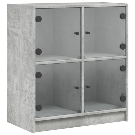 vidaXL Side Cabinet with Glass Doors Concrete Grey 68x37x75.5 cm 2