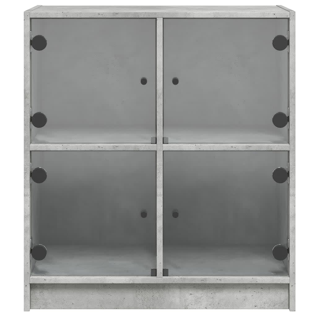 vidaXL Side Cabinet with Glass Doors Concrete Grey 68x37x75.5 cm 6