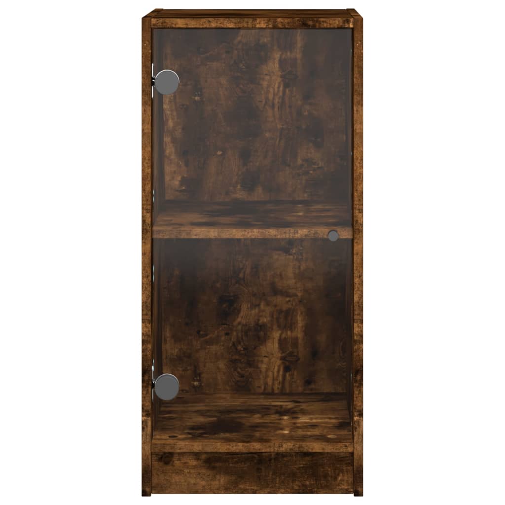 vidaXL Side Cabinet with Glass Doors Smoked Oak 35x37x75.5 cm 6