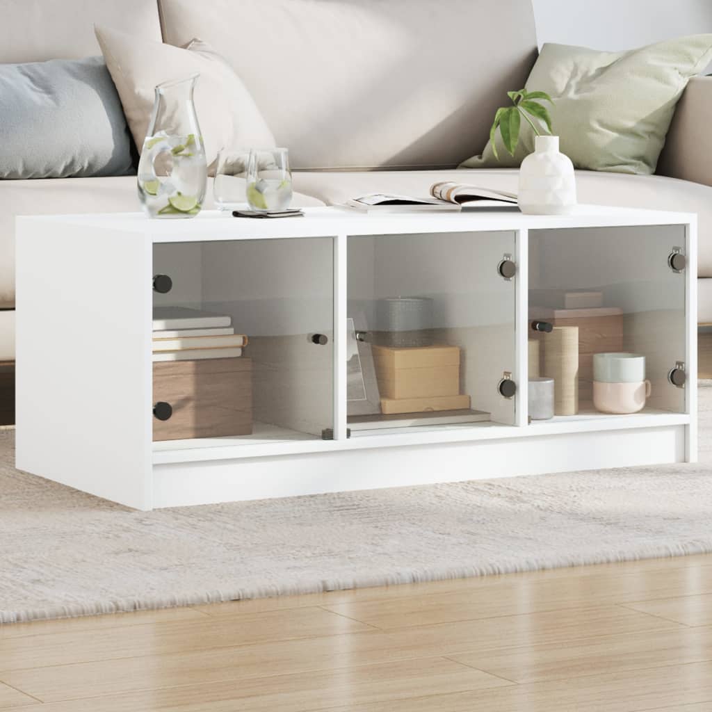 vidaXL Coffee Table with Glass Doors 102x50x42 cm