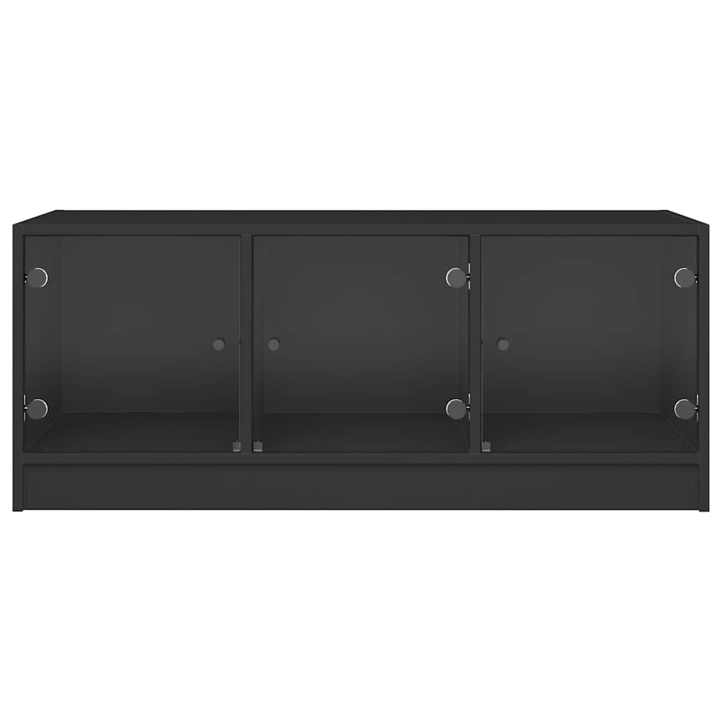 vidaXL Coffee Table with Glass Doors Black 102x50x42 cm 6