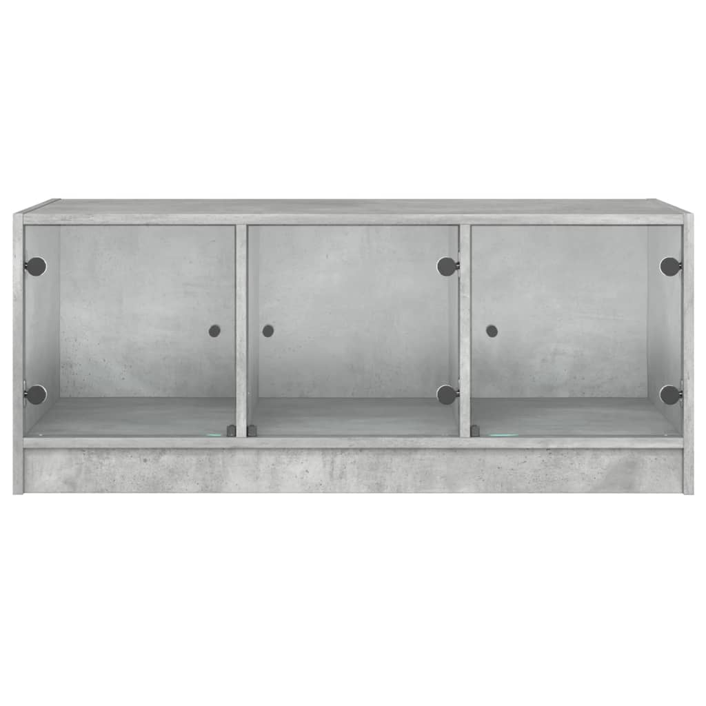 vidaXL Coffee Table with Glass Doors Concrete Grey 102x50x42 cm 6