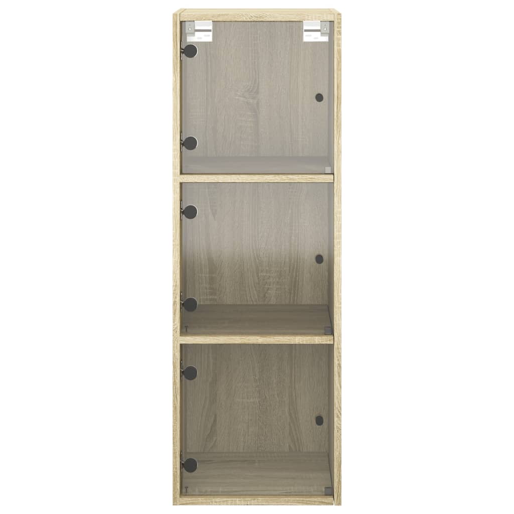 vidaXL Wall Cabinet with Glass Doors Sonoma Oak 35x37x100 cm 6