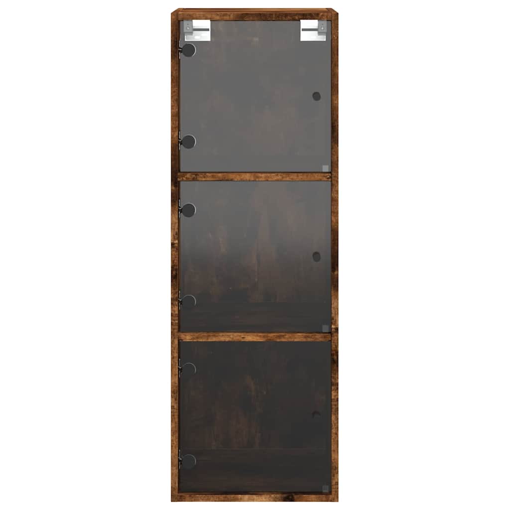 vidaXL Wall Cabinet with Glass Doors Smoked Oak 35x37x100 cm 6