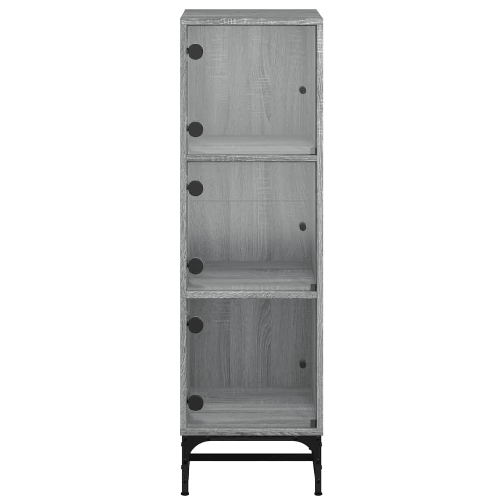 vidaXL Highboard with Glass Doors Grey Sonoma 35x37x120 cm 6