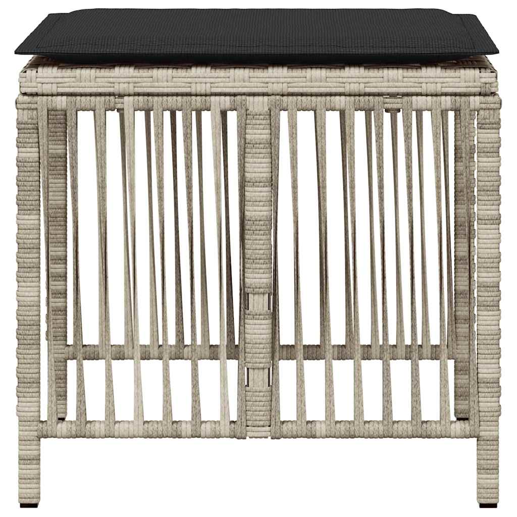 vidaXL Garden Stools with Cushions 4 pcs Light Grey 41x41x36 cm Poly Rattan 6