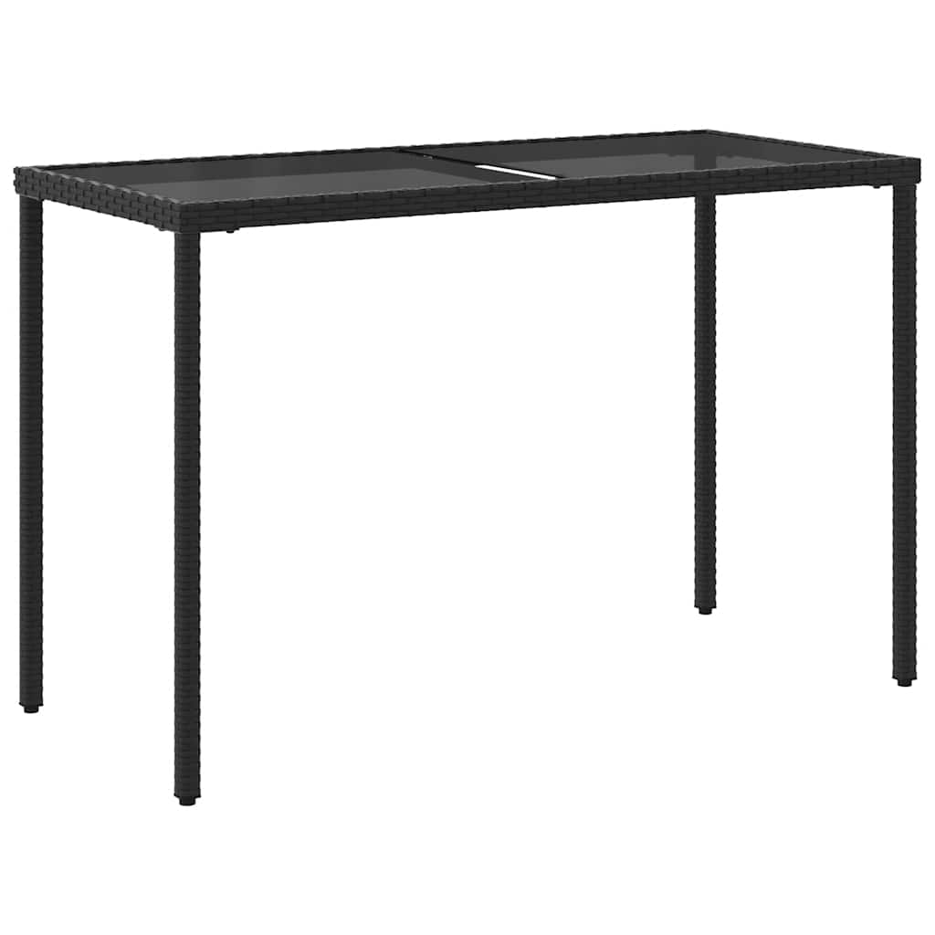 vidaXL Garden Table with Glass Top Black 115x54x74 cm Poly Rattan 6
