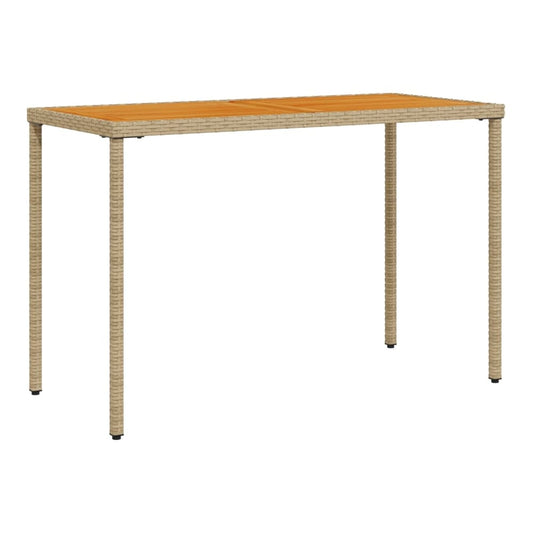 Garden Table with Top 115x54x74 cm Poly Rattan Beige Wood