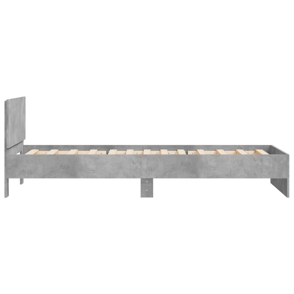 vidaXL Bed Frame without Mattress with Headboard Concrete Grey 100x200 cm 6