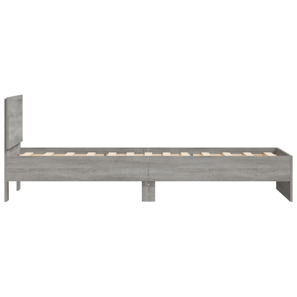 vidaXL Bed Frame without Mattress with Headboard Grey Sonoma 75x190 cm Small Single 6
