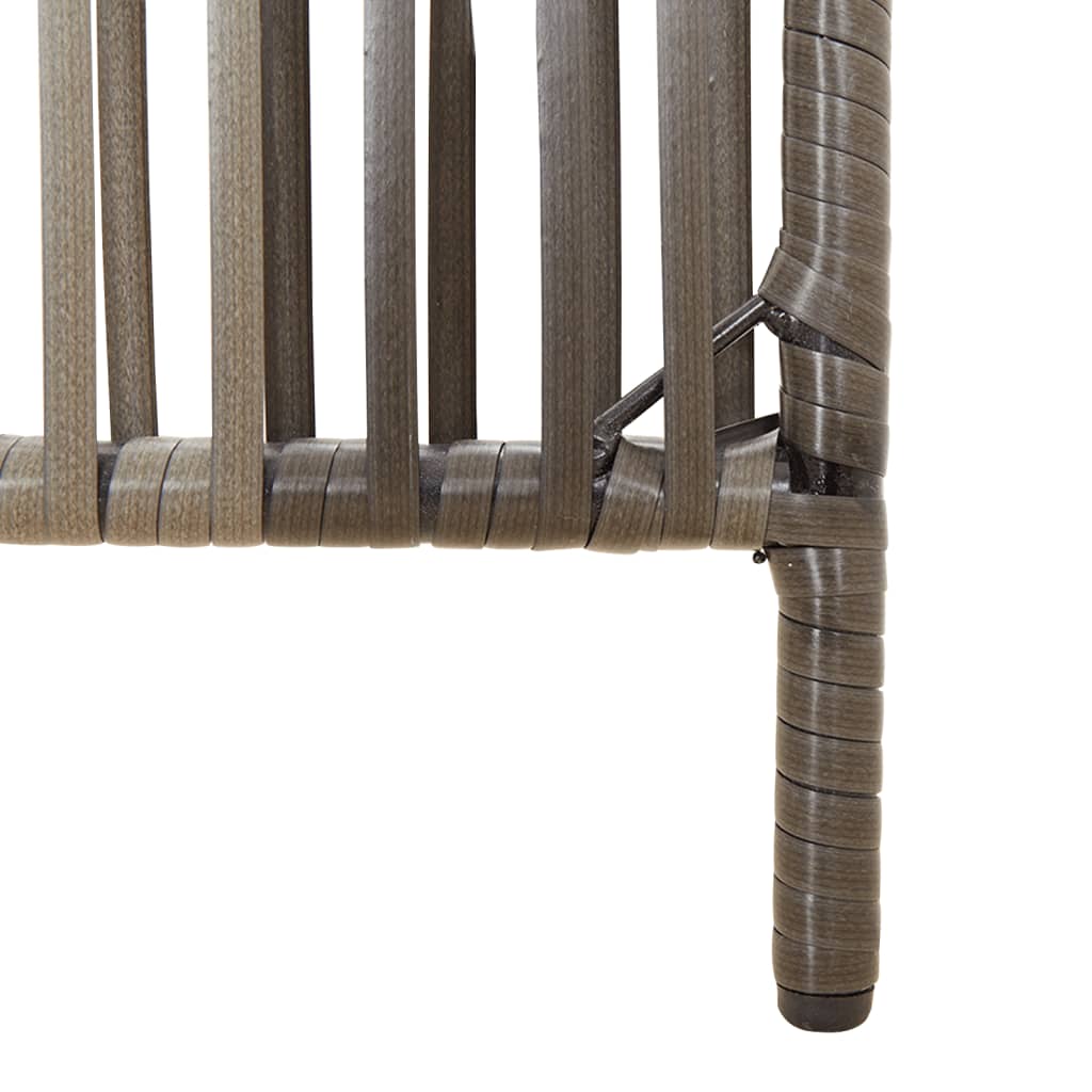 vidaXL Room Divider 3 Panels Grey Poly Rattan 6