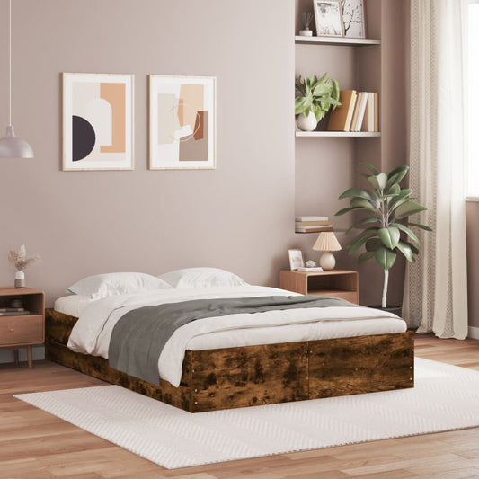 Bed Frame with Drawers without Mattress 120x200 cm Smoked oak