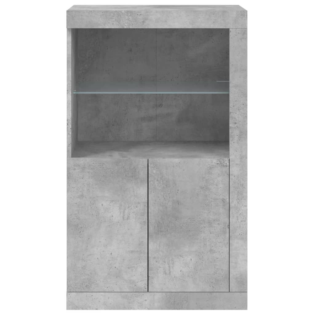 vidaXL Side Cabinet with LED Lights Concrete Grey Engineered Wood 6