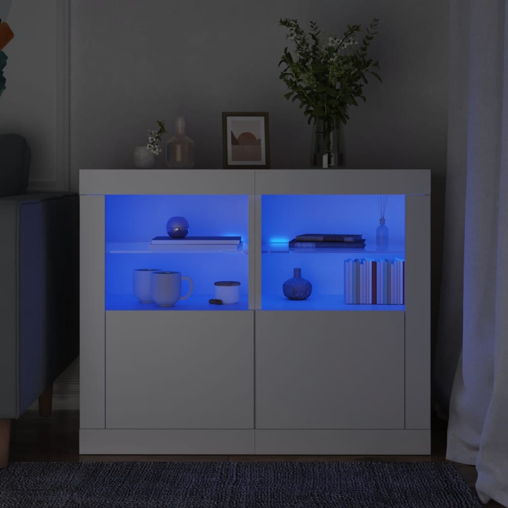 vidaXL Side Cabinet with LED Lights Engineered Wood