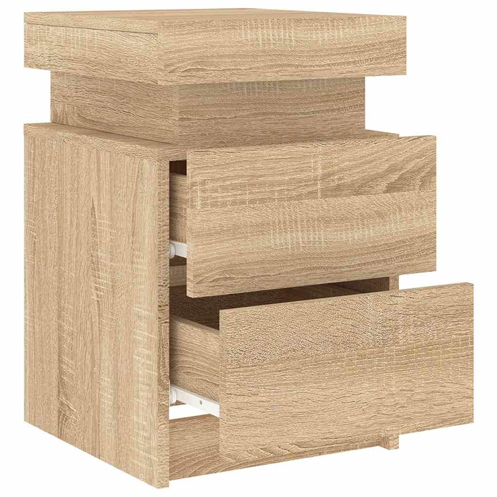 vidaXL Bedside Cabinet with LED Lights Sonoma Oak 35x39x55 cm 6