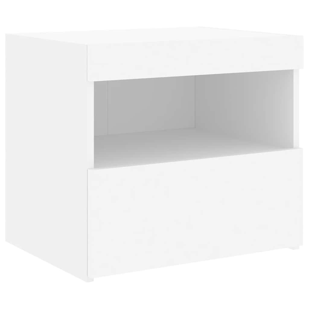 vidaXL Bedside Cabinet with LED Lights White 50x40x45 cm 6