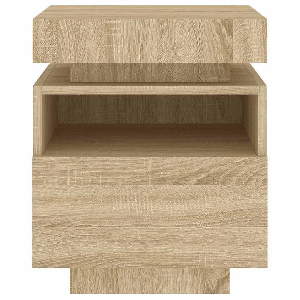 vidaXL Bedside Cabinet with LED Lights Sonoma Oak 40x39x48,5 cm 6