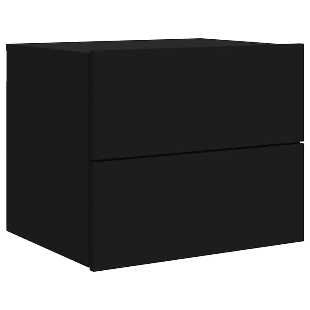 vidaXL Wall-mounted Bedside Cabinets with LED Lights 2 pcs Black 6