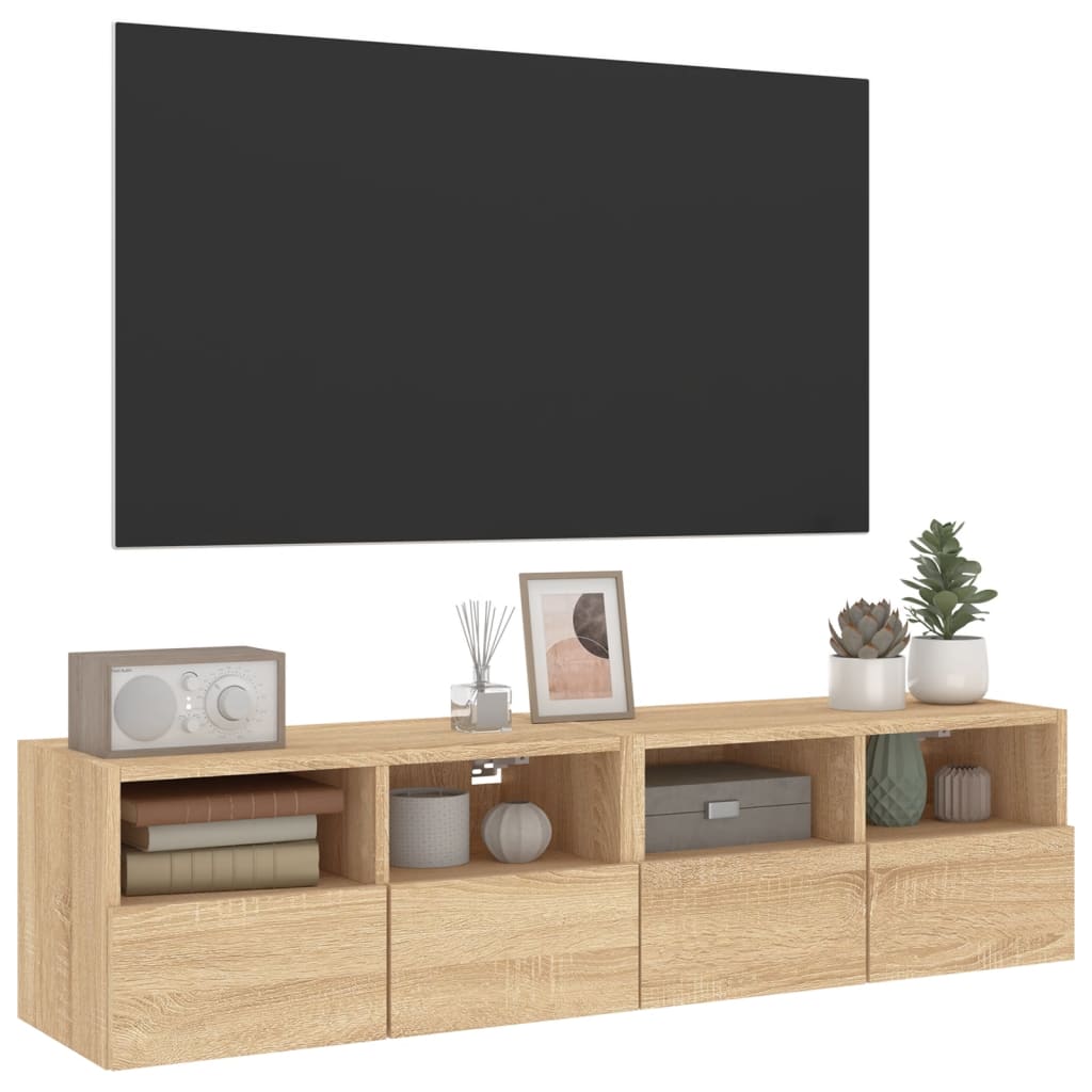 vidaXL TV Wall Cabinets 2 pcs Sonoma Oak 60x30x30 cm Engineered Wood 6