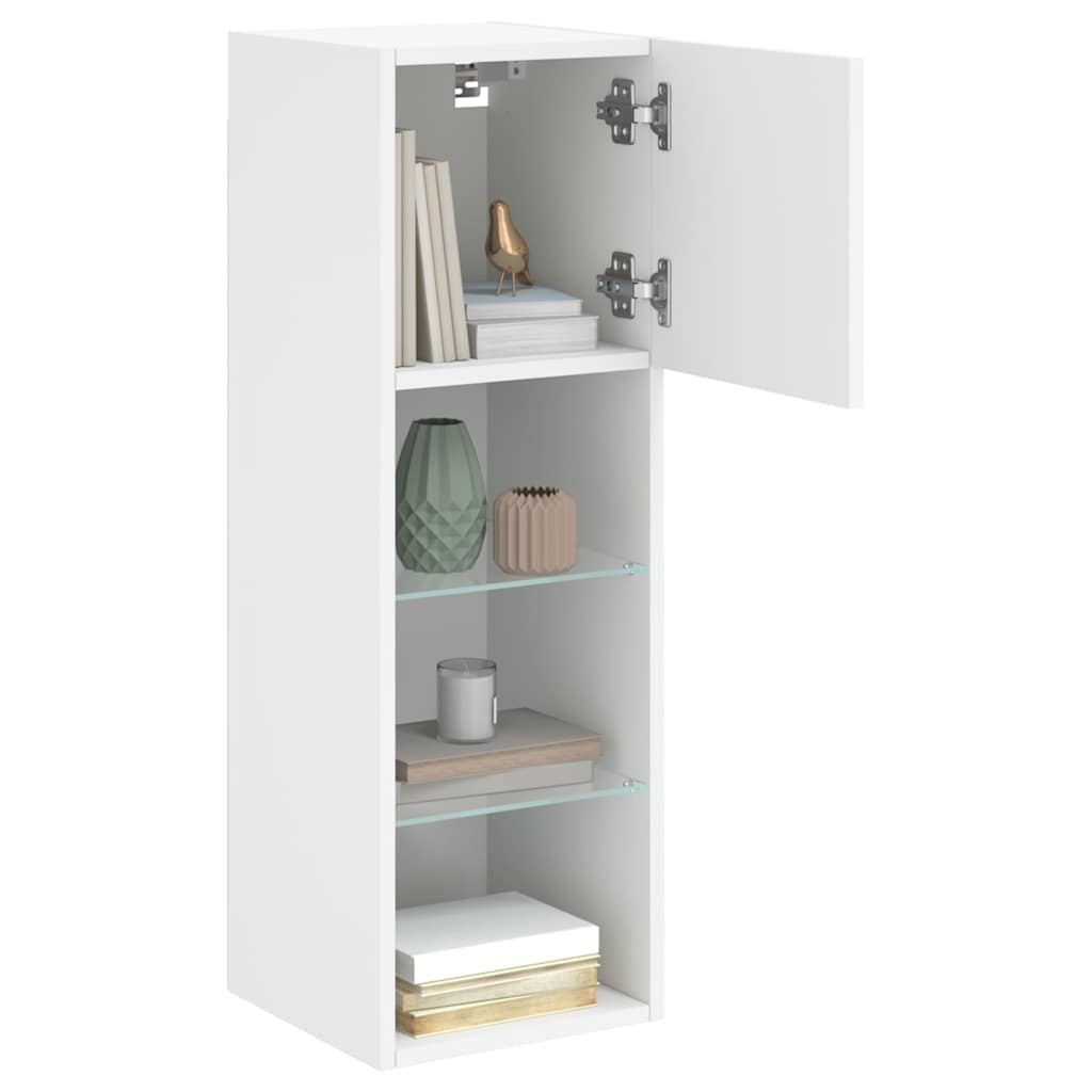 vidaXL TV Cabinet with LED Lights White 30.5x30x90 cm 6