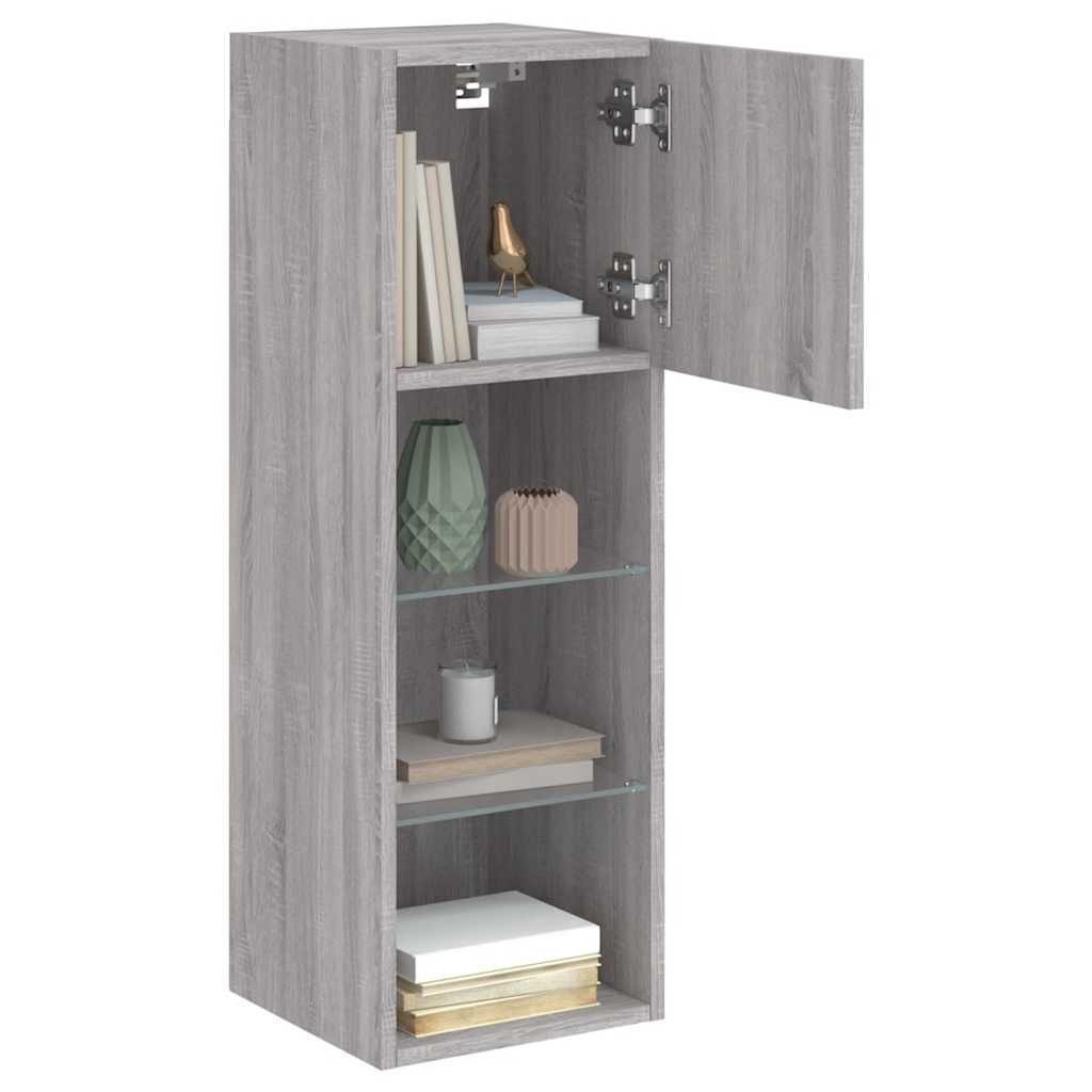 vidaXL TV Cabinet with LED Lights Grey Sonoma 30.5x30x90 cm 6