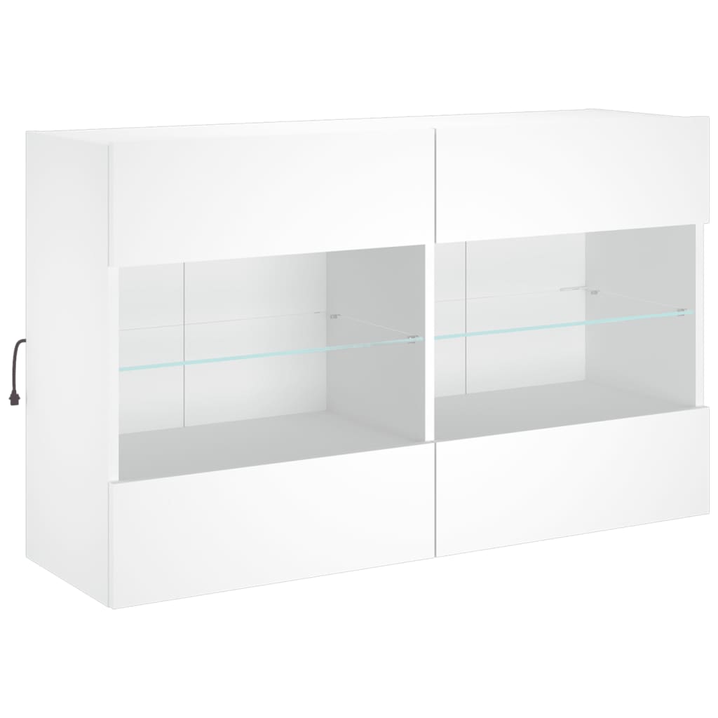 TV Wall Cabinet with LED Lights 98.5x30x60.5 cm White