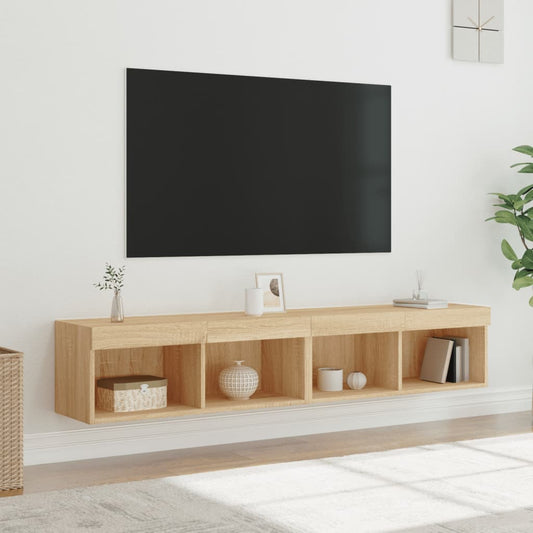 TV Cabinet Set with LED Lights 80x30x30 cm 2 pcs Sonoma oak