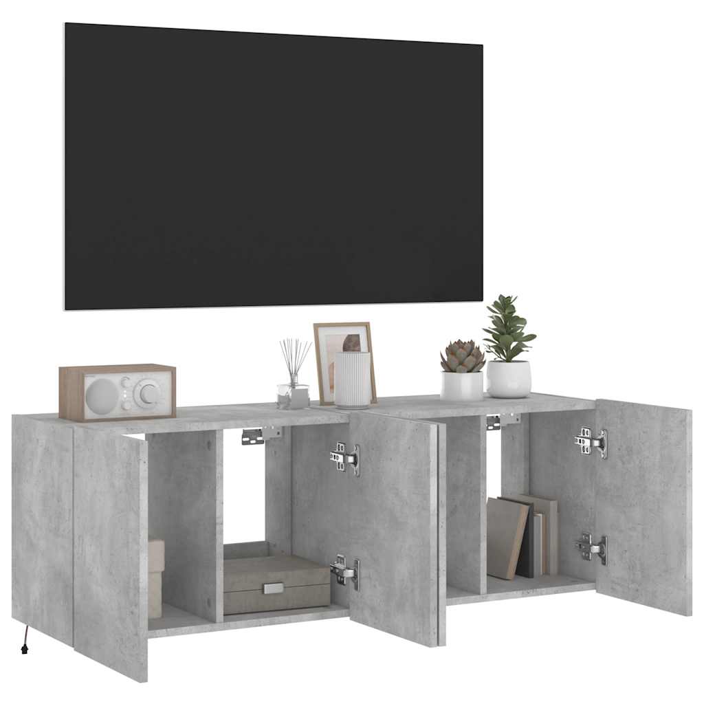 vidaXL TV Wall Cabinets with LED Lights 2 pcs Concrete Grey 60x35x41 cm 6