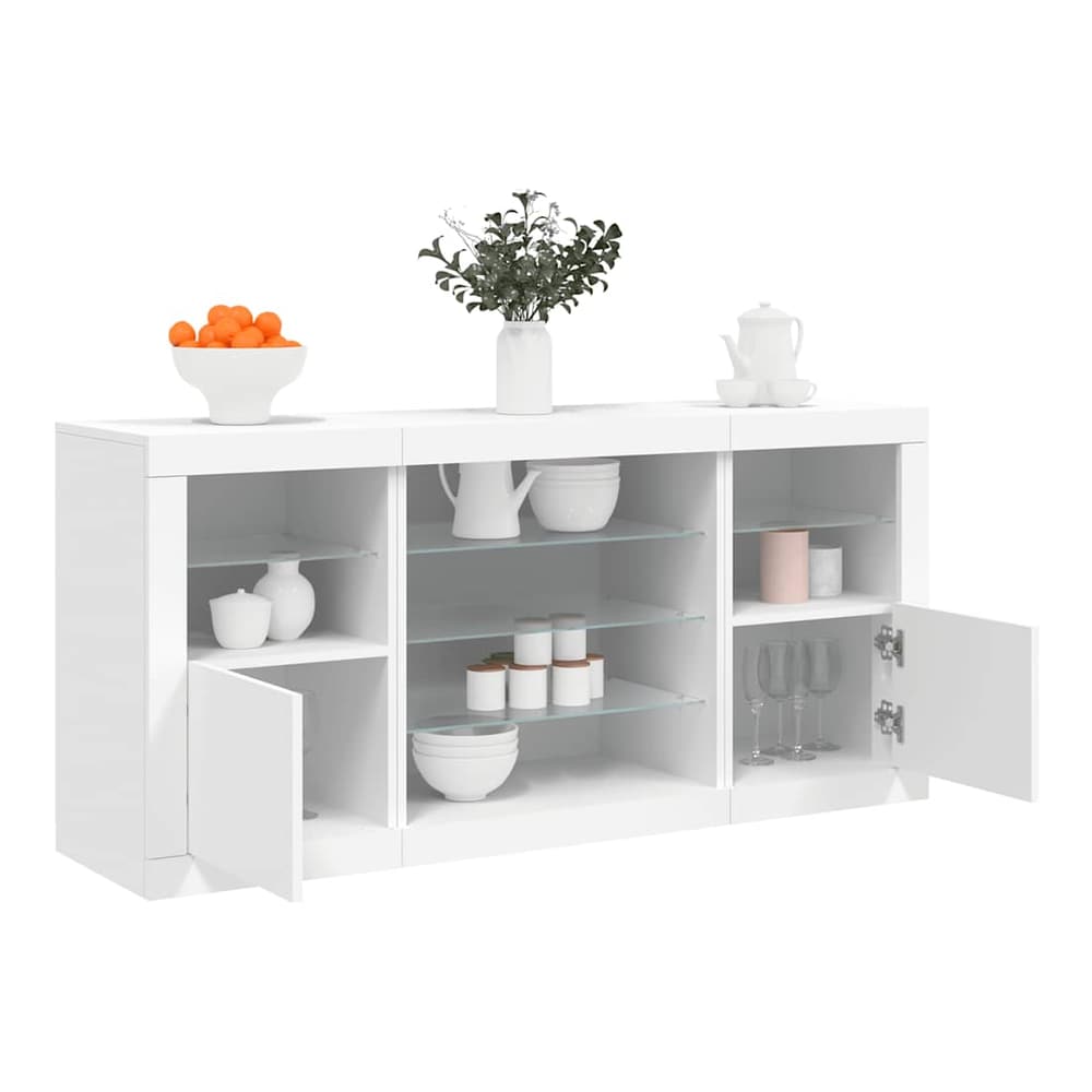 Sideboard with LED Lights 142,5x37x67 cm White