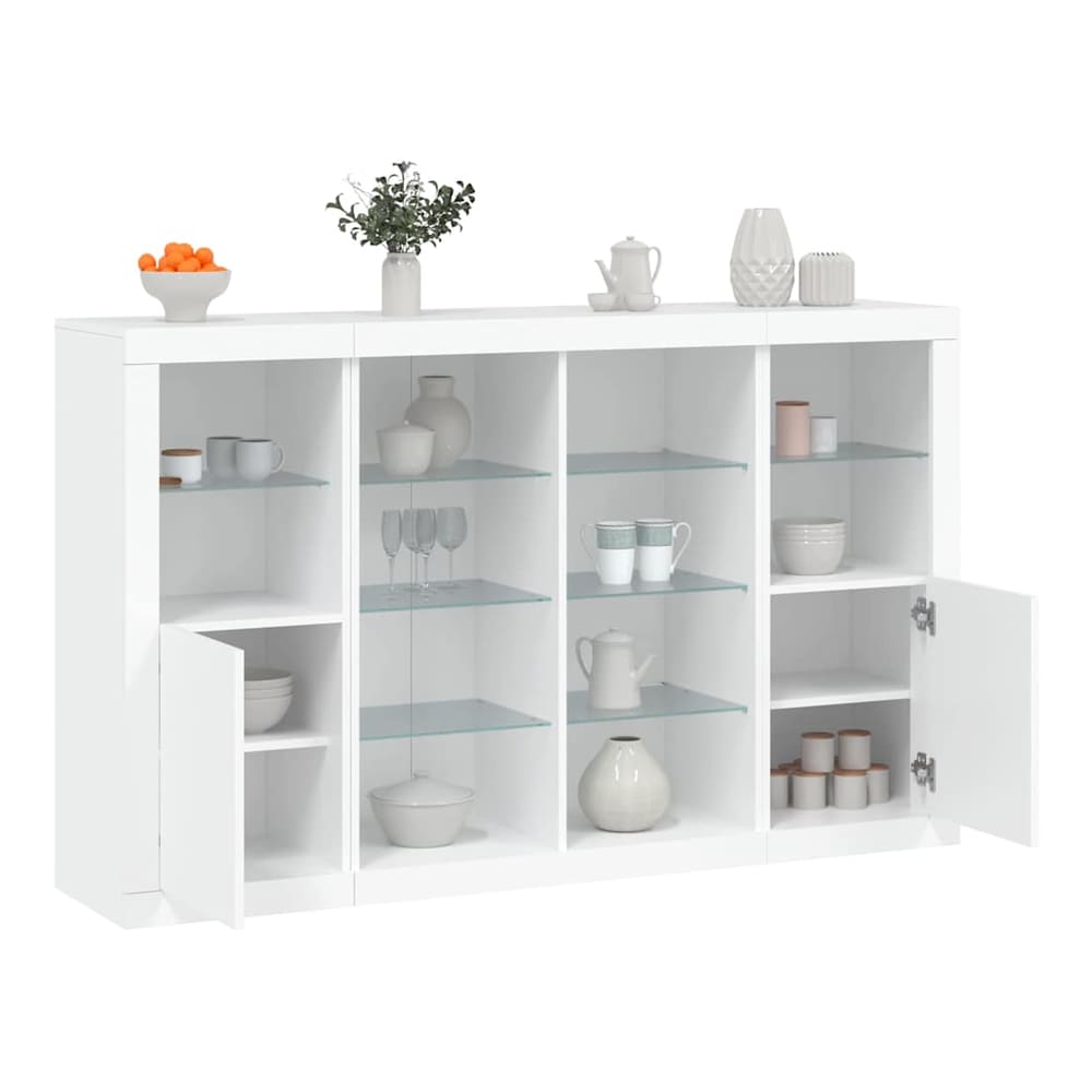 Sideboards with LED Lights 3 pcs Engineered Wood White