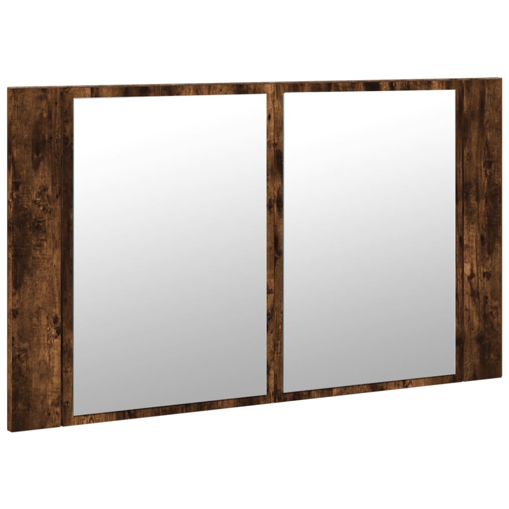 vidaXL LED Bathroom Mirror Cabinet Smoked Oak 80x12x45 cm Acrylic 6