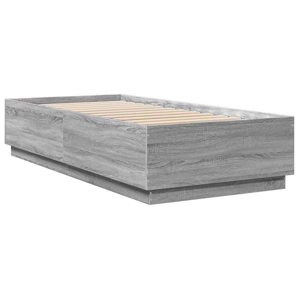 vidaXL Bed Frame without Mattress Grey Sonoma 100x200 cm 6