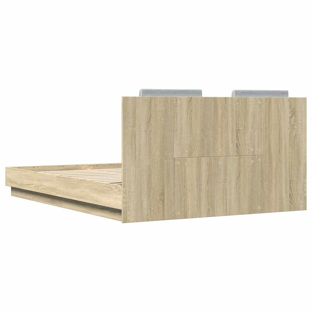 Bed Frame with LED without Mattress 140x200 cm Sonoma oak