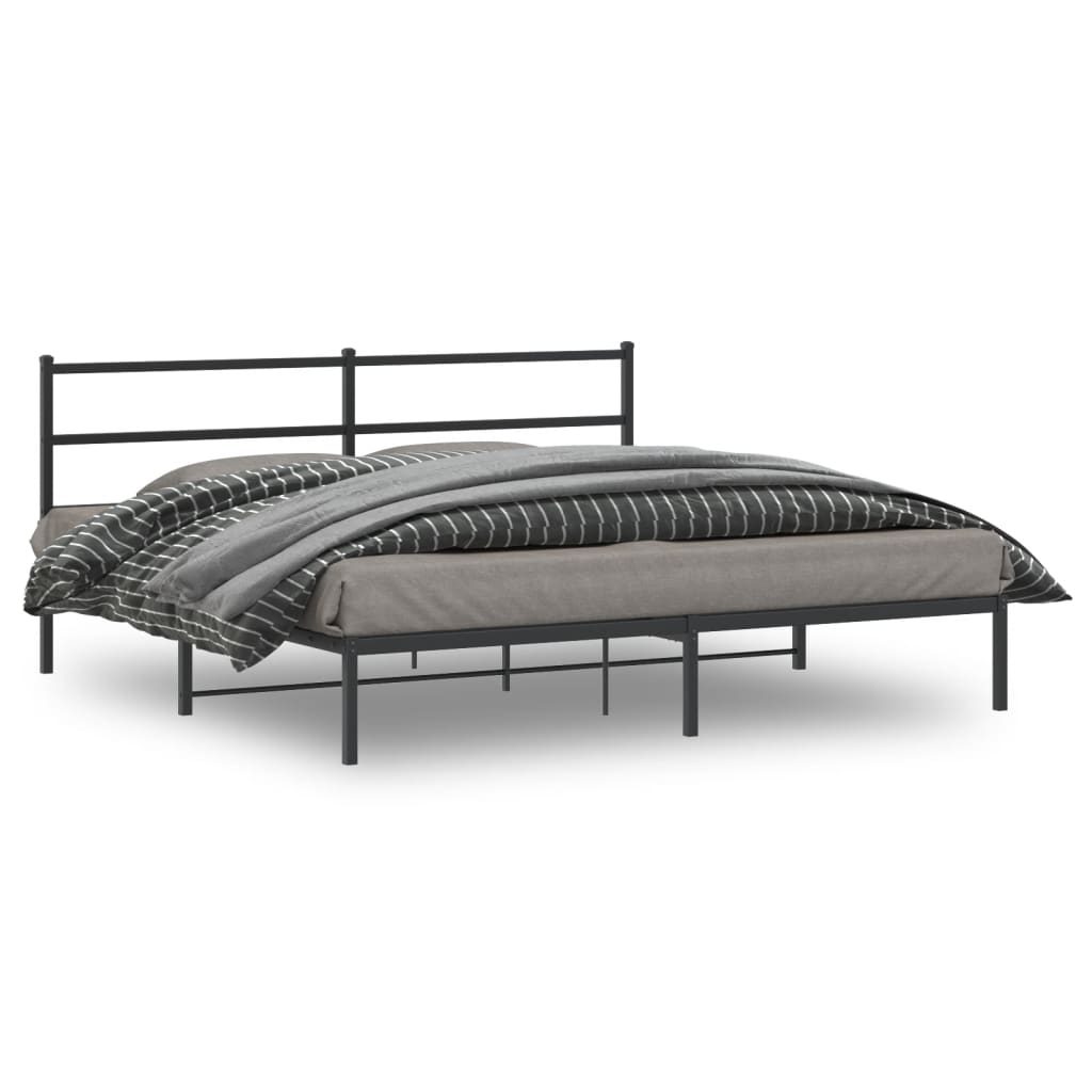 vidaXL Metal Bed Frame without Mattress With headboard Black