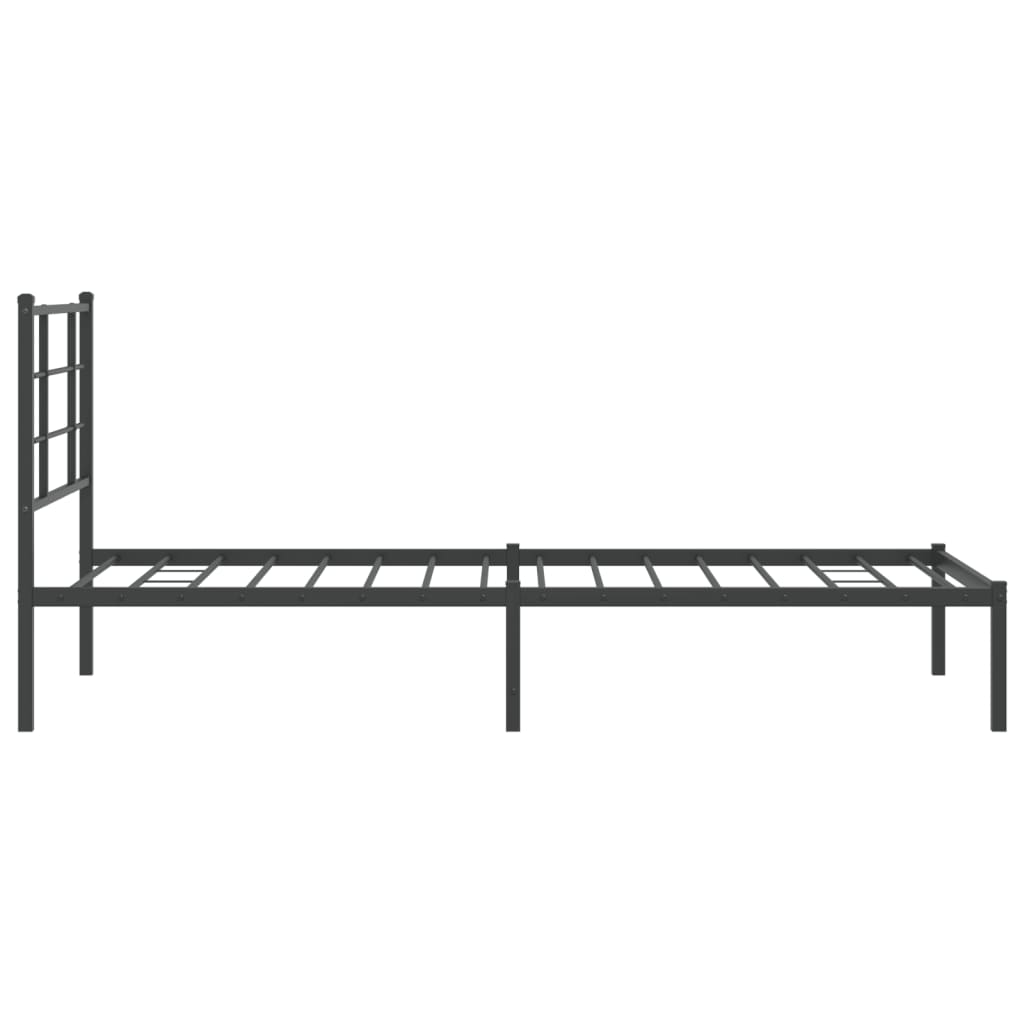 vidaXL Metal Bed Frame without Mattress with Headboard Black 90x190cm 6