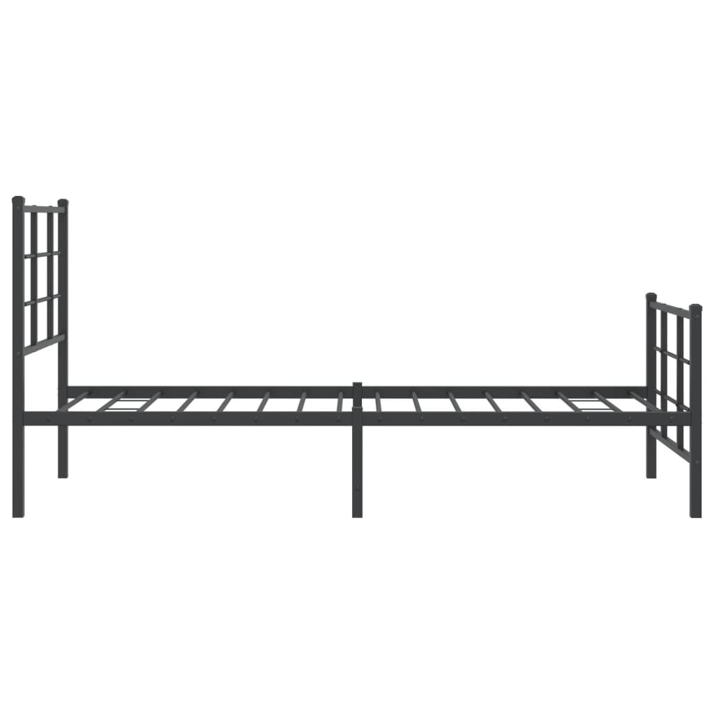 vidaXL Metal Bed Frame without Mattress with Footboard Black 75x190cm 6