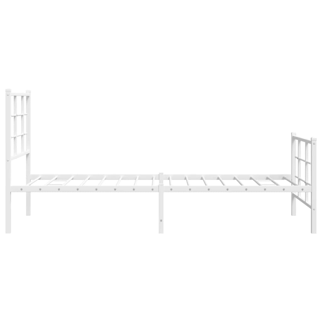 vidaXL Metal Bed Frame without Mattress with Footboard White 75x190cm 6
