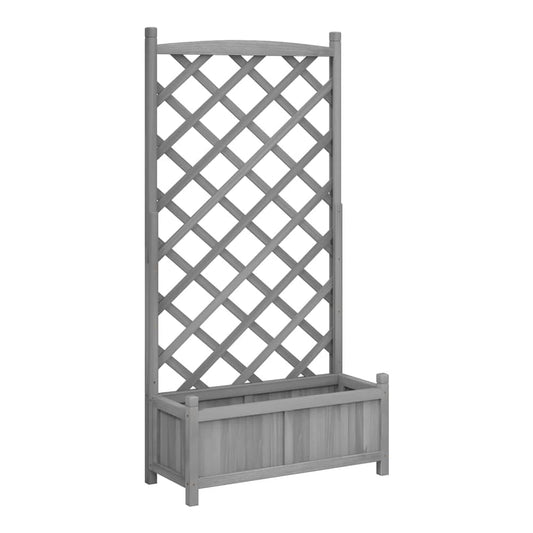 Planter Solid Wood Fir with trellis Grey 75 cm 150 cm