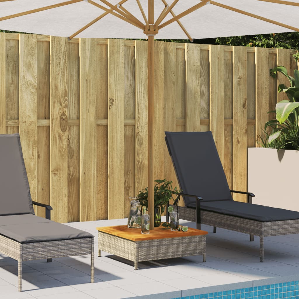 Parasol Base Cover 70x70x25 cm Poly Rattan and Acacia Grey