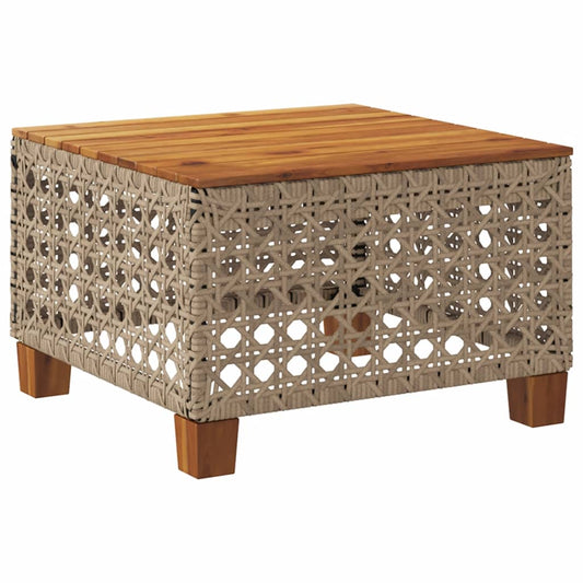 Garden Table 55x55x36 cm Poly Rattan Acacia Wood Beige