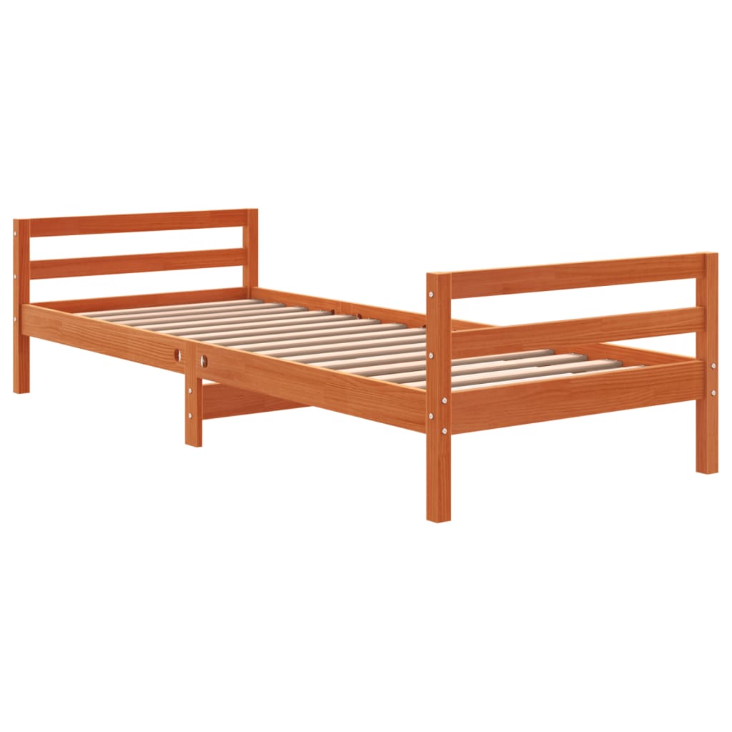 vidaXL Bed Frame without Mattress Wax Brown 90x200 cm Solid Wood Pine 6